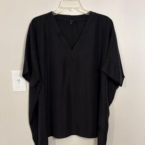 COS size L 100% Silk Black V-Neck Blouse